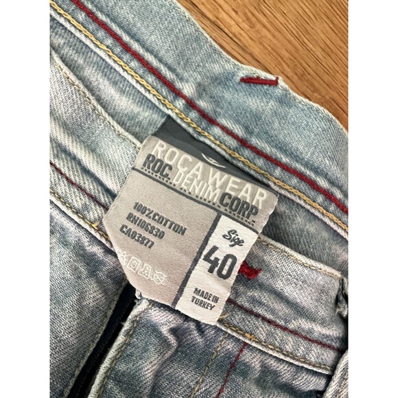 VINTAGE Rocawear Mens 40 Jean Shorts Blue Denim Baggy Urban Hip Hop * - Picture 3 of 7